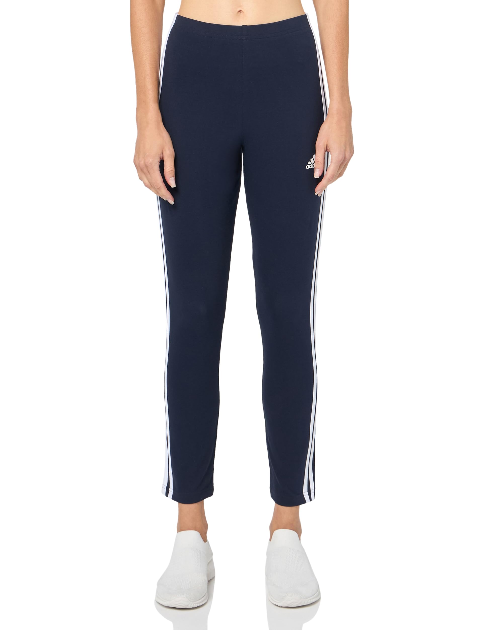 adidas Womens Essentials Striped High Waisted Leggings Casual Comfort Technology - Grey