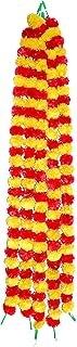 Arts Of India Artificial Marigold Fluffy Flowers Garlands for Decoration - Pack of 10 (Orange-Yellow)
