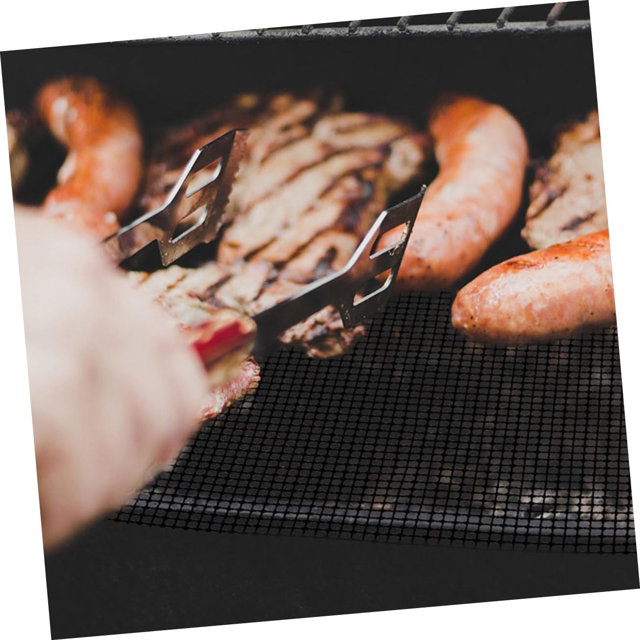 BESPORTBLE 6 Piezas Red De Barbacoa Suministros De Barbacoa Estera De Barbacoa Parrilla Konro Estera De Malla para Barbacoa Almohadilla De Barbacoa No Enferma Black Fibra De Vidrio