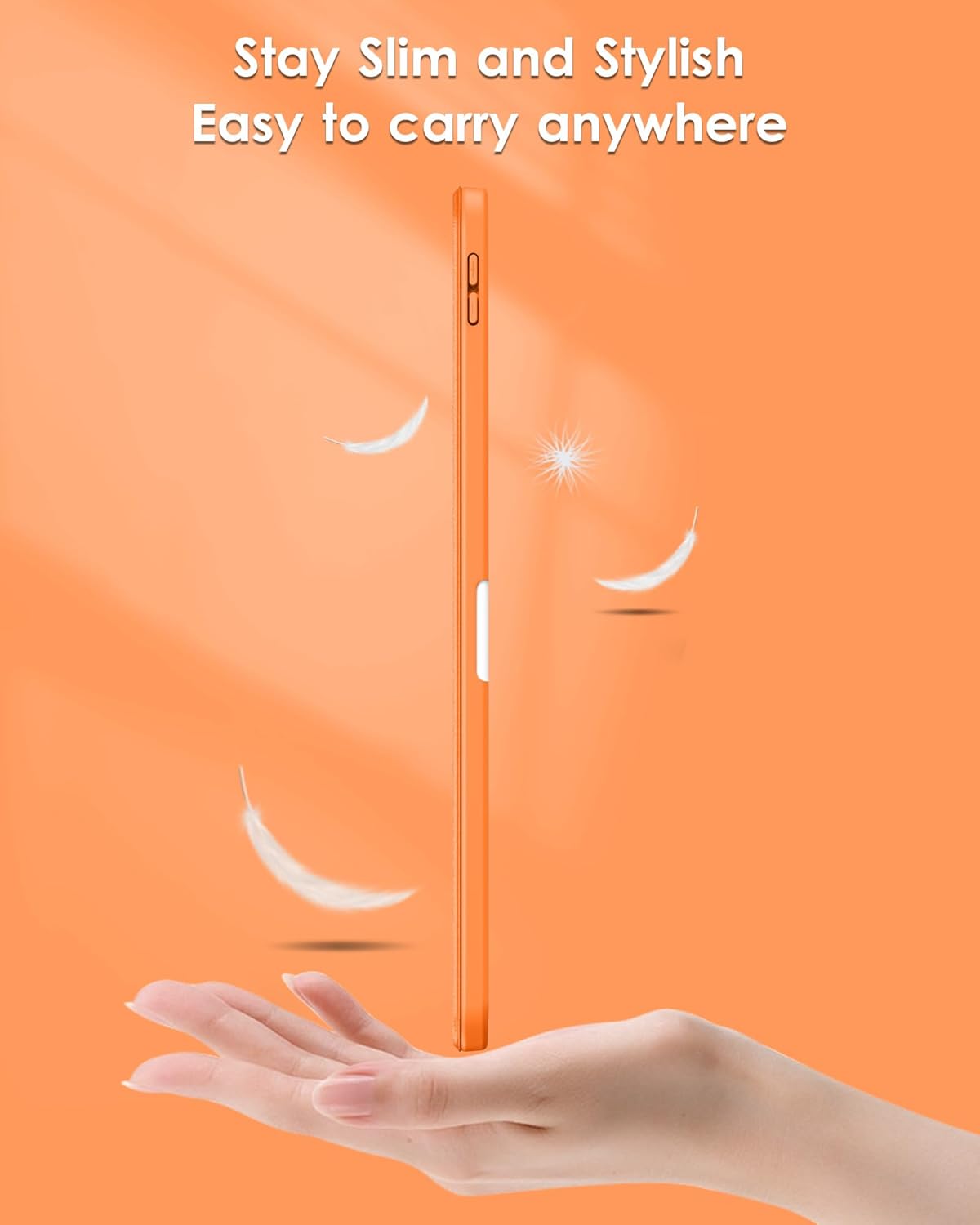 DTTO for iPad (A16) 11th Generation Case 11 Inch 2025, iPad 10th Generation Case 10.9 Inch 2022, Slim Tri-fold Stand Soft TPU Back Protective Cover with Pencil Holder - Auto Sleep/Wake, Orange