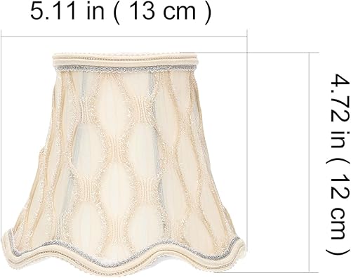 Miniatura 3 de Pantalla de tela vintage E14E27 con clip, cubierta de enchufe de luz de diseño festoneado de 6 pulgadas para lámpara de mesa y pared, 1 juego.