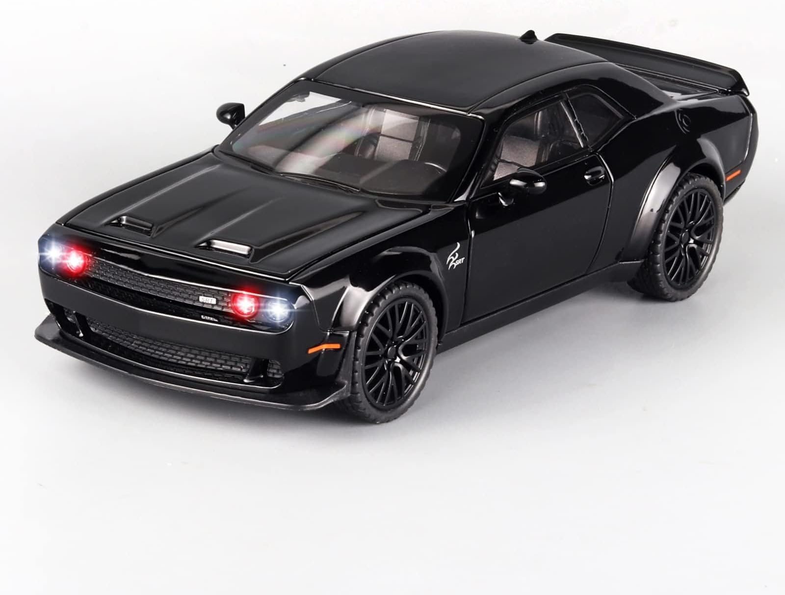 Dodge Challenger Toy Hellcat Toy Car for 1: 32 Scale, Realistic Model Car Die Cast Hellcat Pull Back Car with Sound and Light Die-Cast Metal Car Diecast Muscle Car for Office Desk Decor
