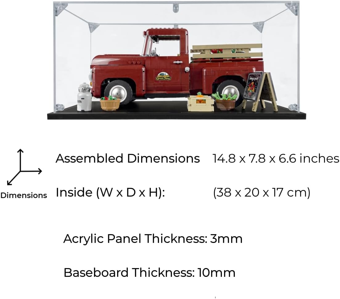 Acrylic Display Case Compatible for Lego Pickup Truck #10290, Dustproof Display Case (Case Only) (Lego Sets are NOT Included)