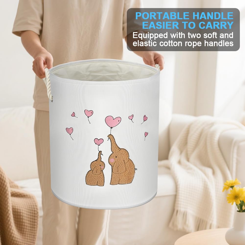 HOTUT Cesto portabiancheria per Neonati, Cesto Rotondo Pieghevole in Cotone per Bambini, Contenitore con Maniglia per l'infanzia, Nursery, dormitorio