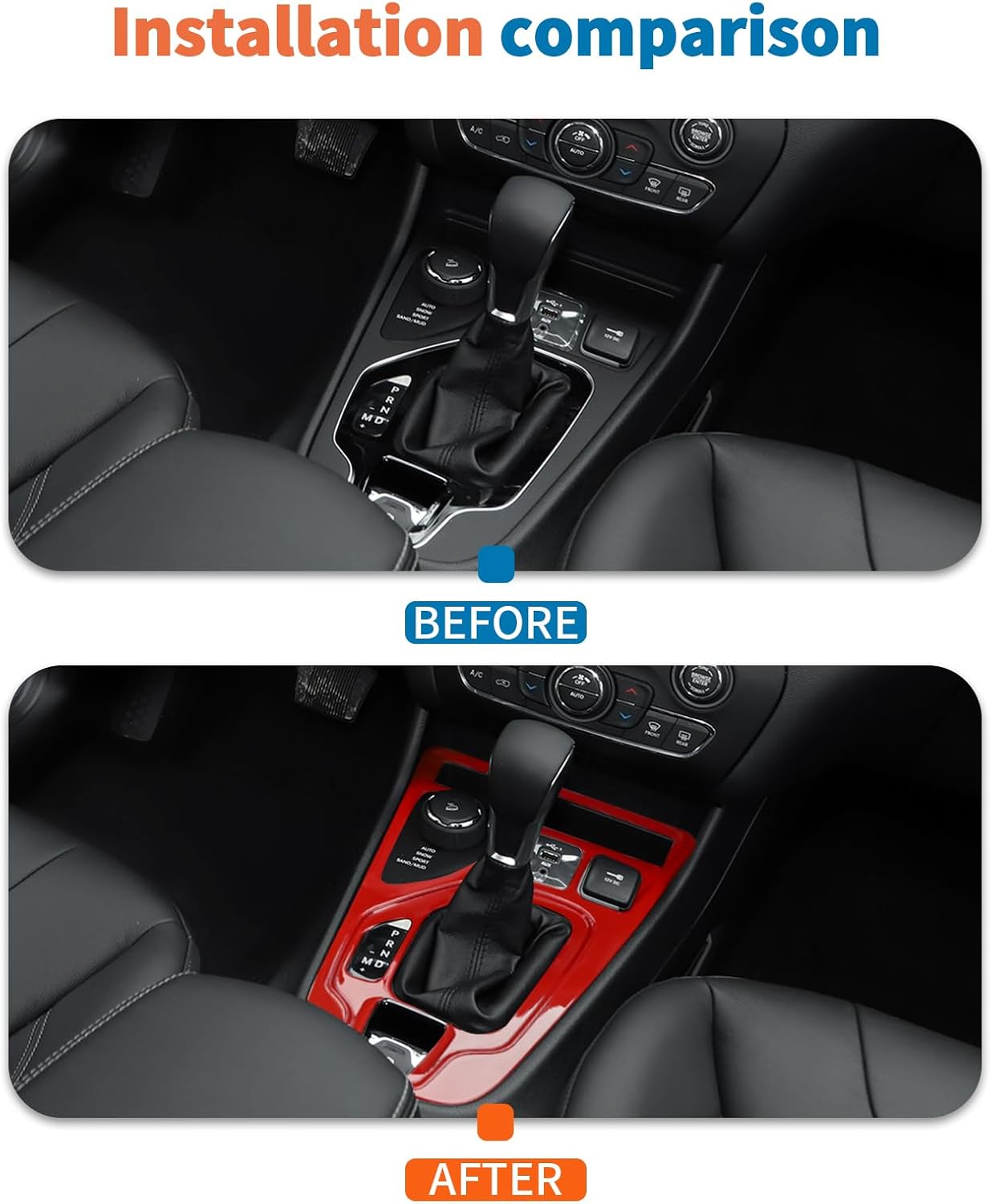 JeCar 2pcs Red Interior Trim Kit for 2019-2022 Jeep Cherokee Interior Accessories