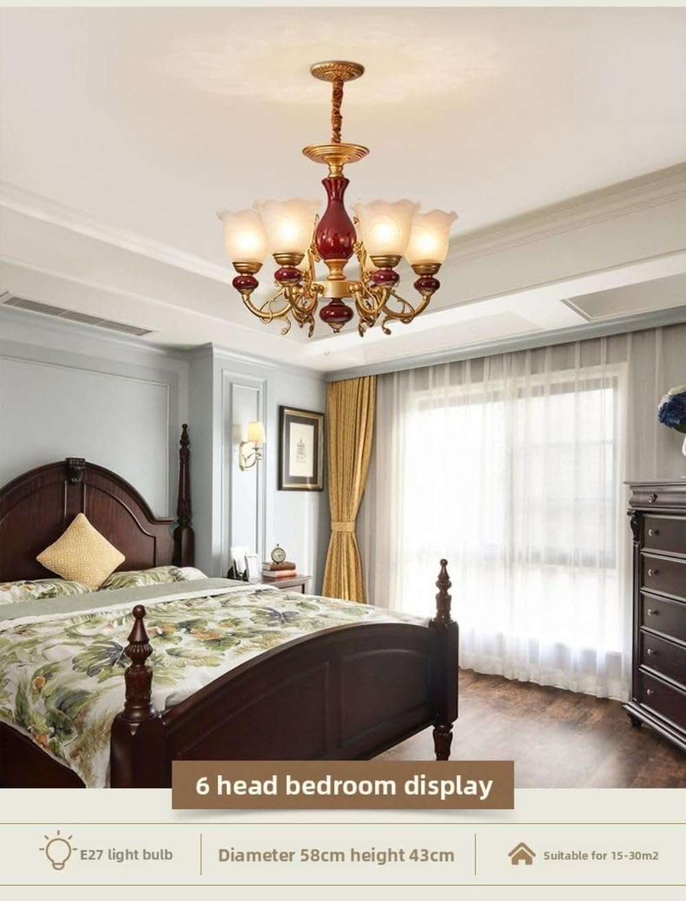 Vintage-Modern Ceiling Fan with Light Kit - European-Style Chandelier | Simple Home Lighting for Dining Room & Bedroom (13 Lights) ()
