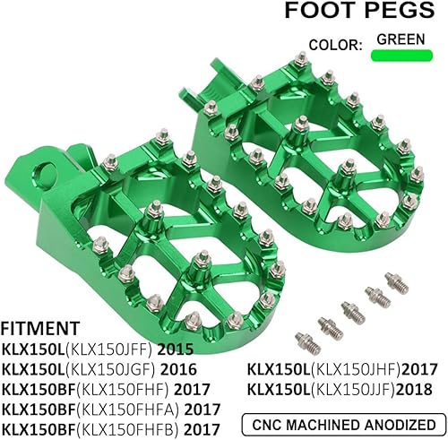 Miniatura 2 de Estriberas para motocicleta Estribo Reposapiés Pedal CNC para KLX230 KLX230R KLX230S 2020-2023 KLX150L 2014-2021 KLX150BF 2017 Verde