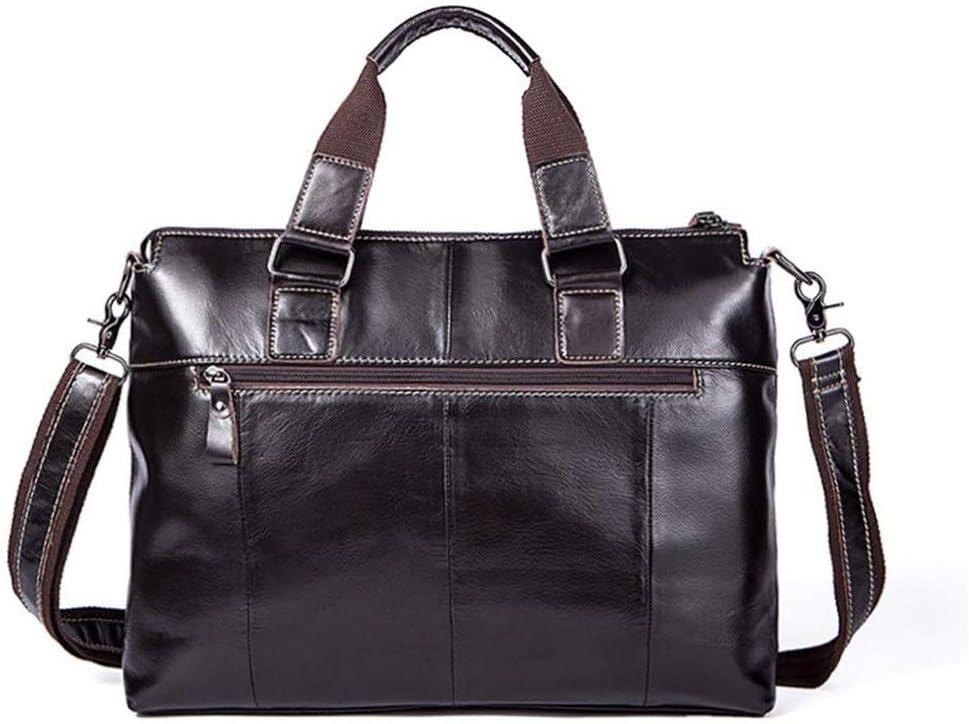 Leather Briefcase Laptop Bag Messenger Shoulder Work Bag Crossbody Handbag for Business Travelling for Men(-Brown)(Black)