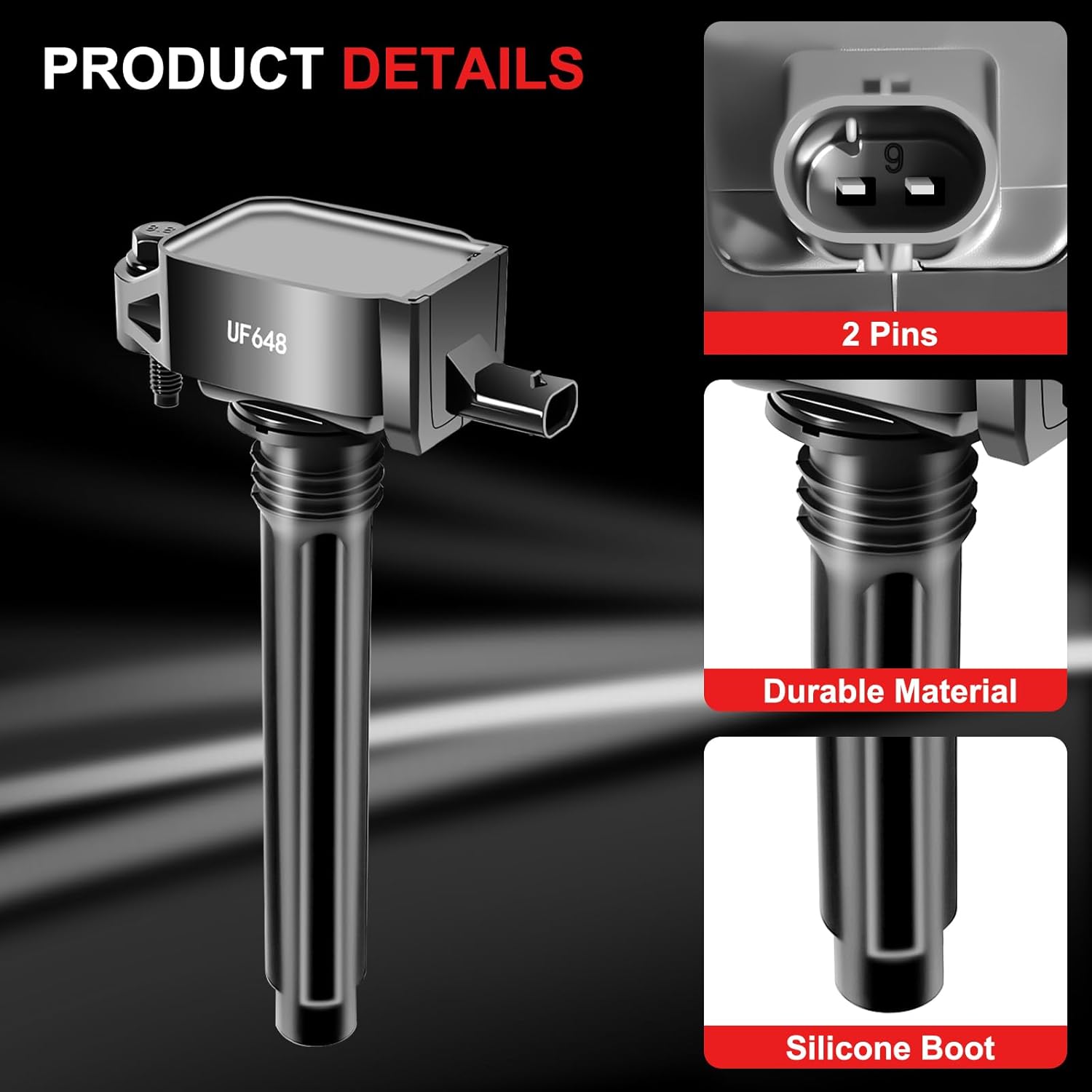 Ignition Coils Pack UF648 Fits for Dodge Charger Challenger Grand Caravan Journey Durango, 200 300 Town & Country, Grand Cherokee Wrangler Cherokee, Ram 1500 V6 3.2L 3.6L 2011-2020