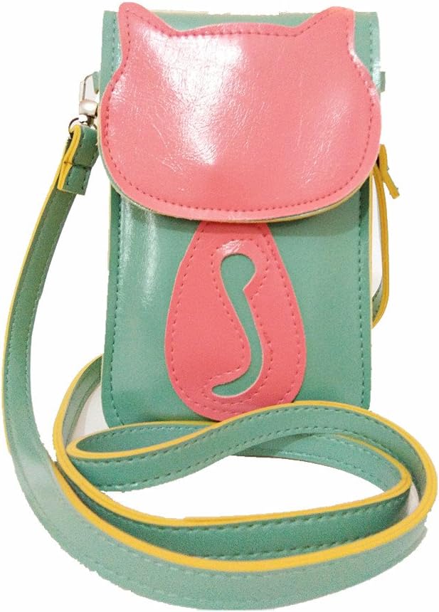 PU Leather Cute 3D Cat 2 Layers 5.5-Inch Cellphone Pouch with Touch Screen