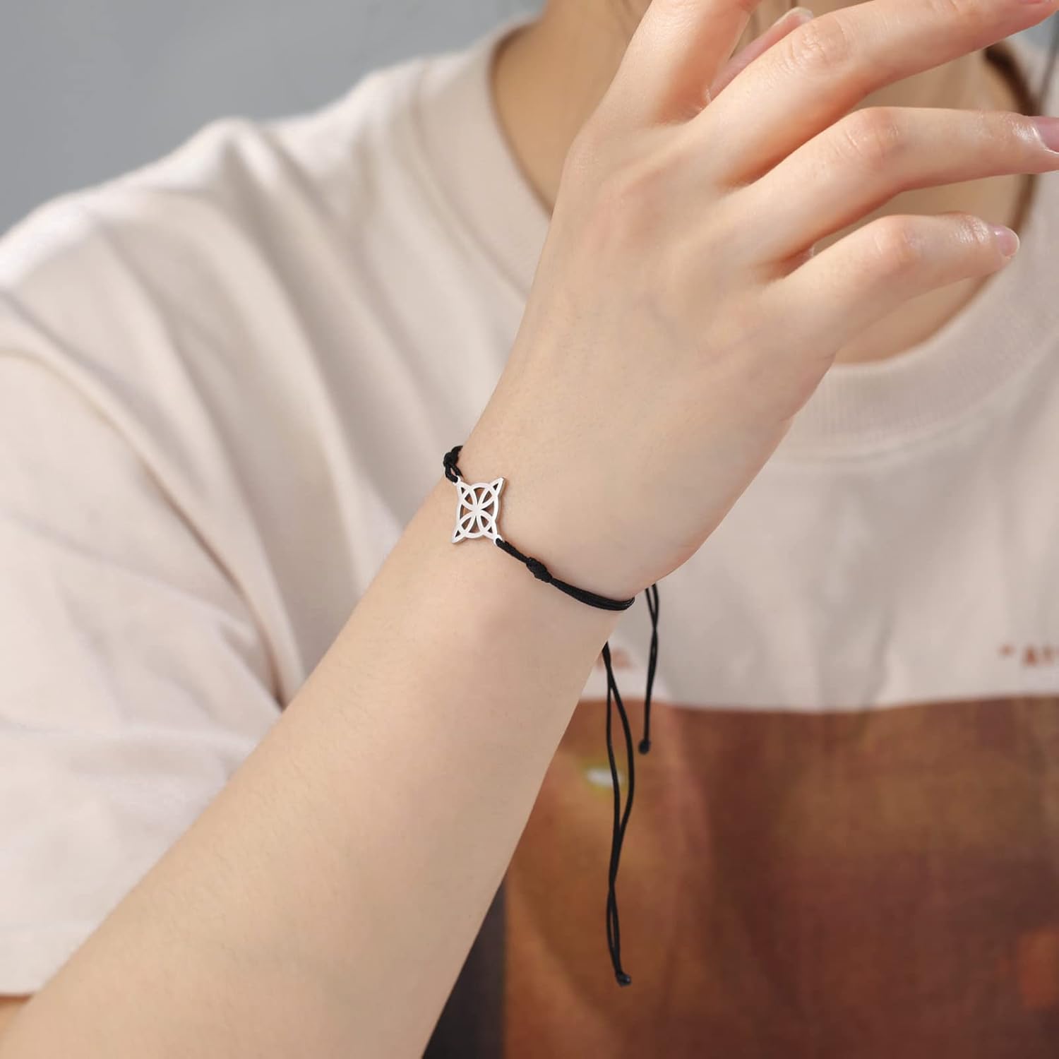 Miniatura 6 de Dreamtimes Pulsera de moda con nudo de bruja y celtas geométricas para mujer pulsera de cadena de brujería de acero inoxidable joyería Wiccan para