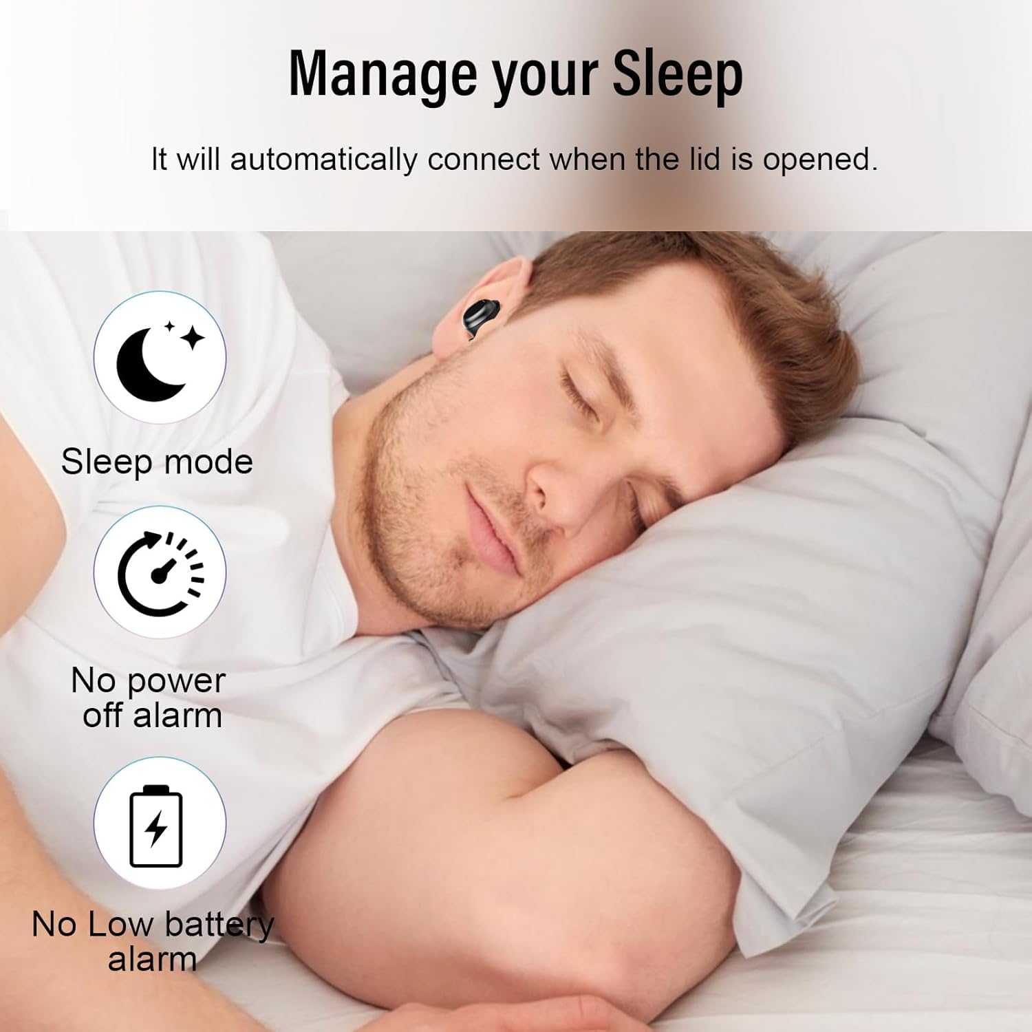Auriculares Bluetooth, 2026 Mini In Ear Auriculares Inalámbricos Bluetooth 5.4 HiFi Sonido inmersivo, 47 horas de tiempo de reproducción, auriculares para dormir con enmascaramiento de ruido