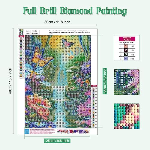 NAIMOER Butterfly Diamond Painting Kits for Adults Full Drill Landscape Diamond Painting DIY 5D Diamond Painting Flowers Diamond Art Kits Picture for Home Wall Decor 30x40cm - Image 2