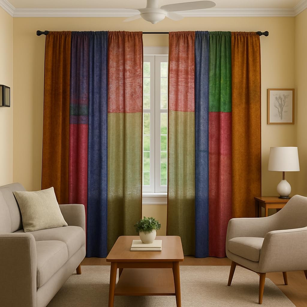 Handmade Boho Patchwork Hippie Curtains Sari Silk Pair of Indian Vintage Window Treatments Boho Gypsy Hippy Bohemian Wall Hanging 82x42 Inches (Assorted Color) Pack of 2