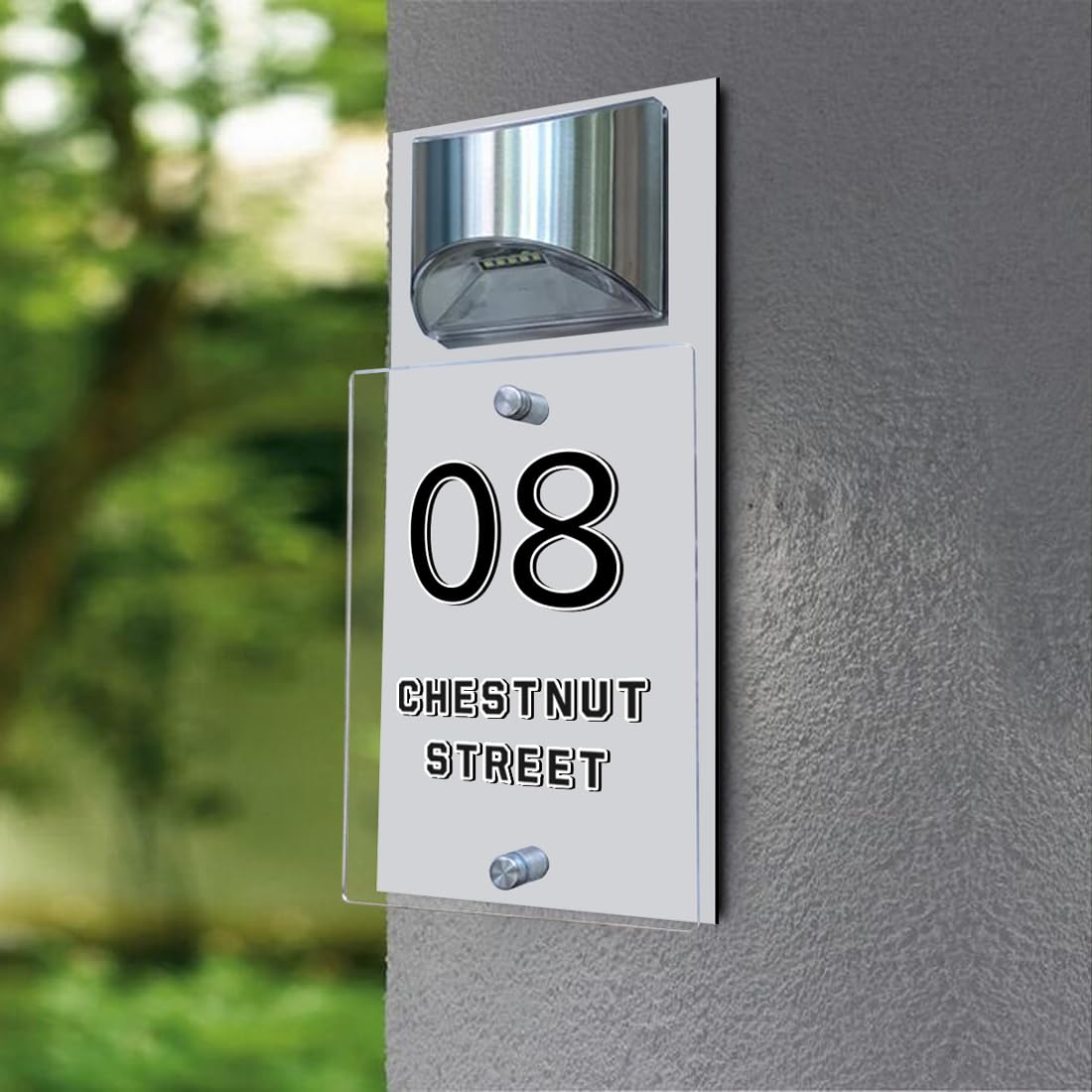 Personalized Solar House Number Sign with Solar Light Door Number Address Name Plaque,Custom Outdoor Home Numbers Street Name Outside Modern Solar Powered House Signs for Home Office Yard