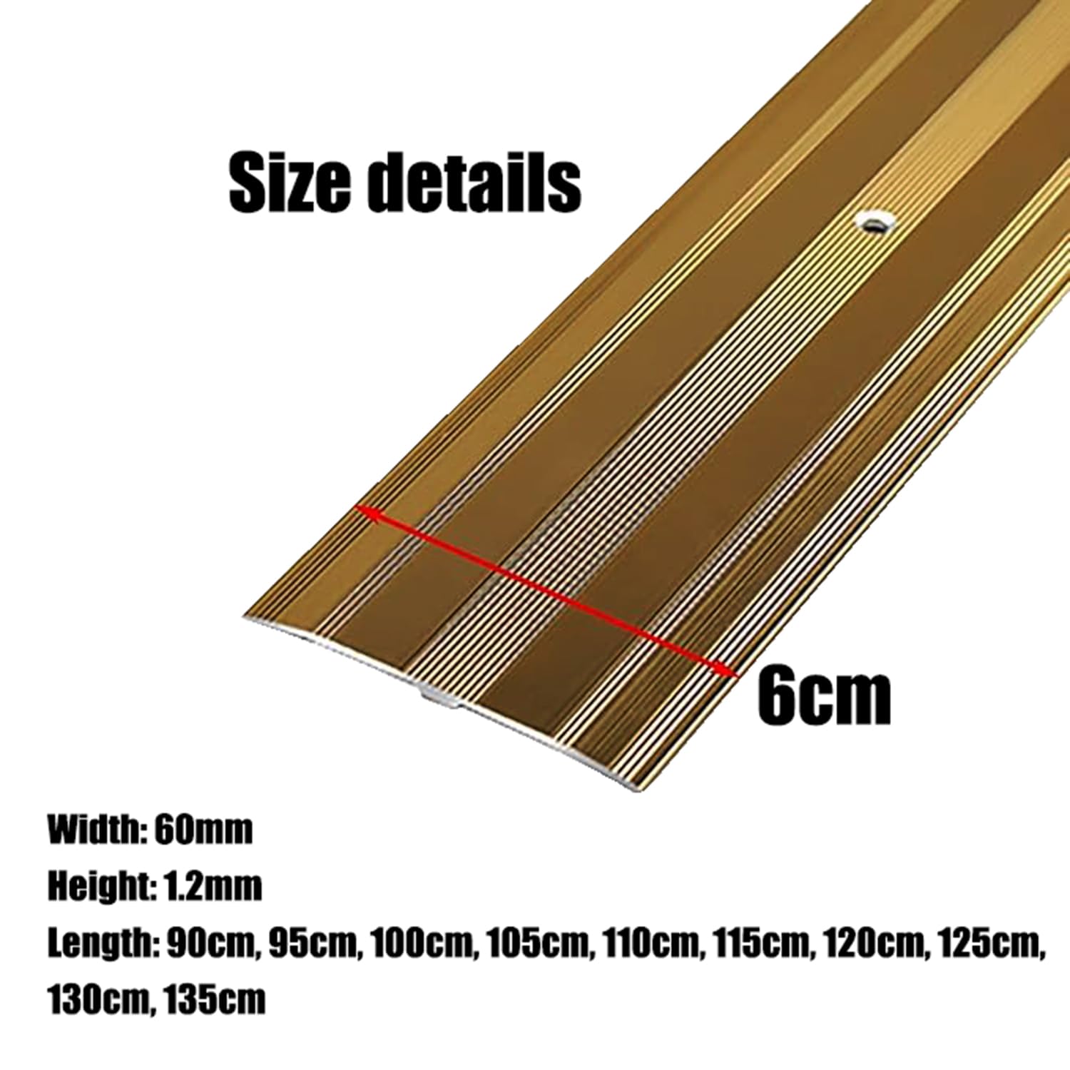 Srebrny 6 x 115 cm antypoślizgowy aluminiowy próg do drzwi 6 cm szerokości listwy przejściowej do drewna na płytkach i płytkach na podłodze laminowanej