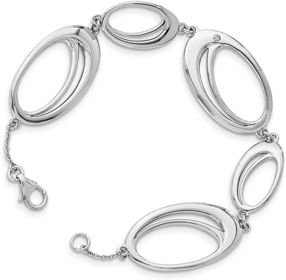 Diamond2Deal 925 Sterling Silver White .02ct. Diamond Bracelet 7"