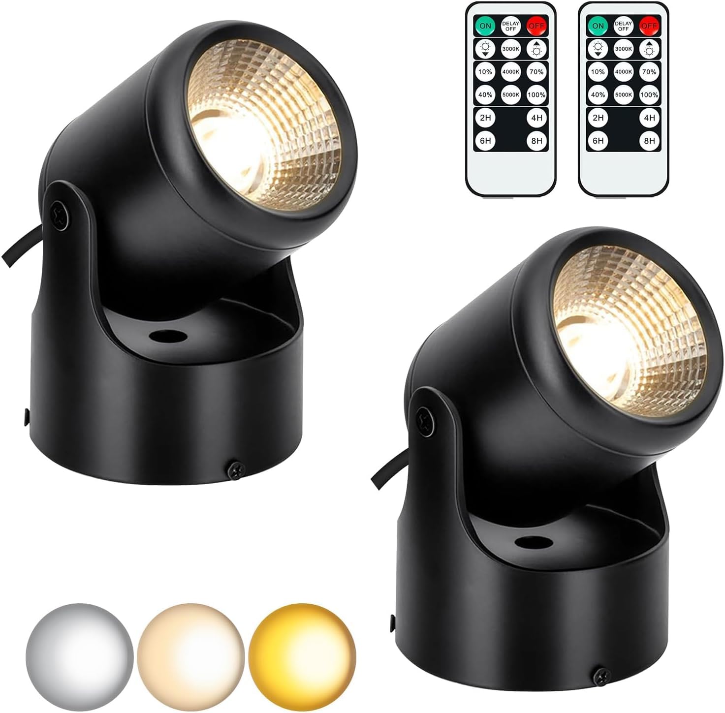 2Pack 12W Aufleuchtung Innenbeleuchtung mit Timer und Fernbedienung, 3 Farbmodi dimmbares Boden Spot Licht, 120V LED Akzent Spot Lichter für Pflanze, Kunstwerk, Bild, Dartboard, Ecke, Wand