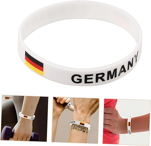 Miniatura 5 de EXCEART 30 pulseras de silicona para baloncesto, pulsera de bandera de Alemania, pulsera de silicona con bandera alemana, pulsera de goma para