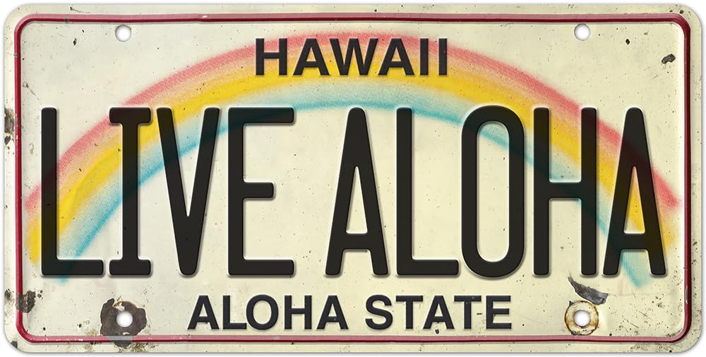 Hawaiiを感じる　Ocean Aloha plate Amazon.com : VINTAGE-PLATES Aloha Hawaii Rainbow Metal