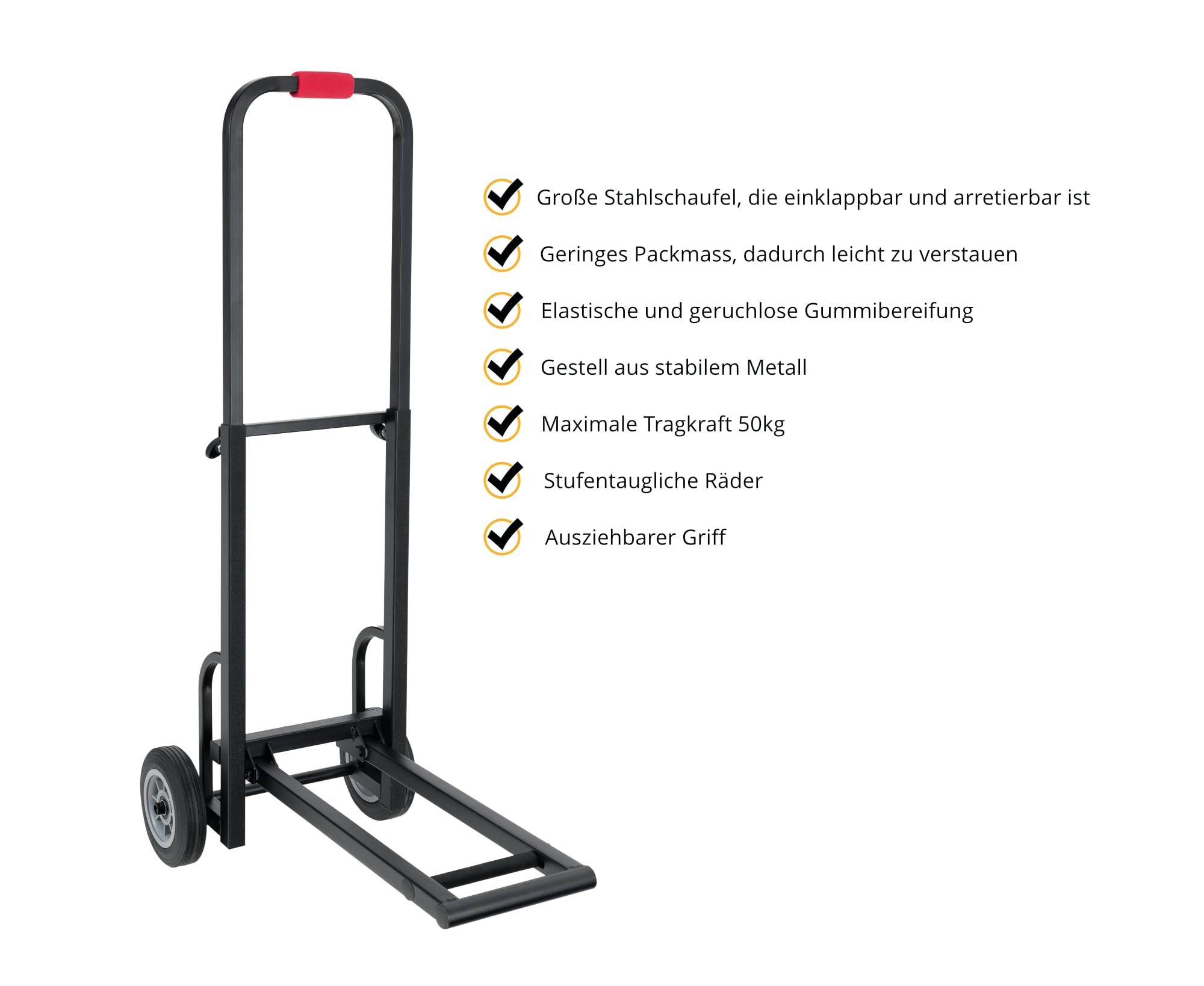 Stagecaptain SCS-40 MKII Sherpa Transportwagen - Sackkarre - Höhe: 68 cm - 103 cm - Länge: 60 cm - Belastbarkeit: max. 50 kg - Gewicht: 5,9 kg - schwarz