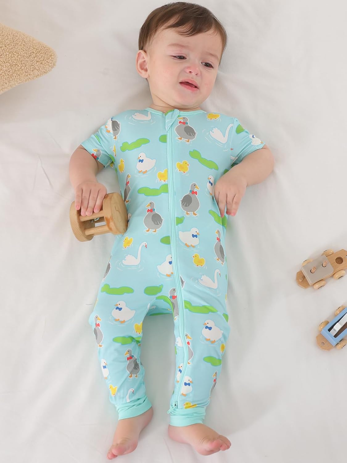 GUISBY Baby Footless Romper, Short Sleeve Zipper Pajamas for Baby Boys & Baby Girls Newborn-2T - Image 4