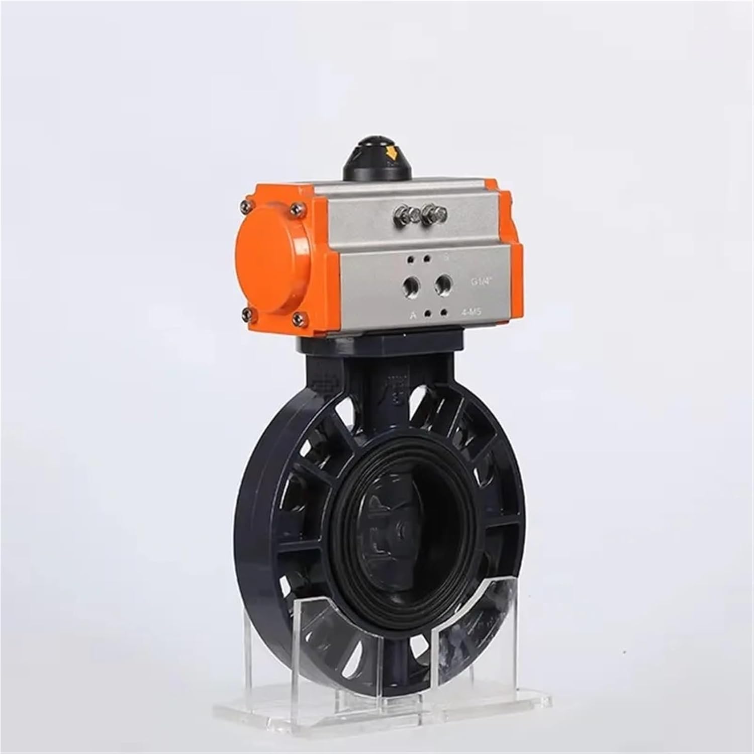 DN125 5 inch Spring Return EPDM Rubber Seat Pneumatic Wafer Butterfly Valve Air Driven UPVC Butterfly Valve(PVC-Low Pressure)