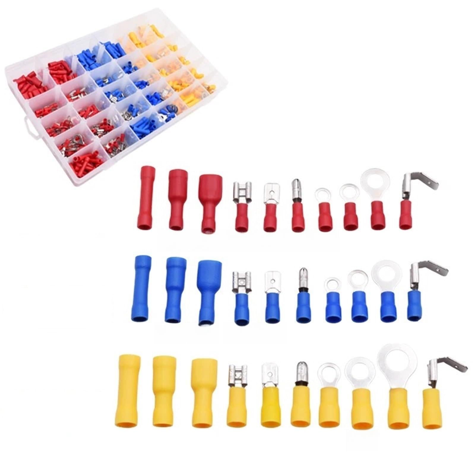 Ciopljhkl One Color 480Pcs Insulated Cable Wire Connectors Cold Pressed Electrical Crimp Terminals Assortment Ring Fork Spade Lugs Kit For Auto Motorcycle Marine Repair