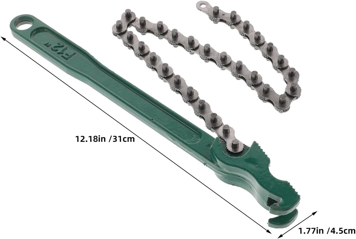 2pcs Heavy-duty Ratcheting Chain Oil Filter Wrench Set 12-inch Cast Handle for Automotive and Household Pipe Repair
