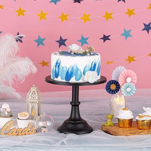 Miniatura 3 de NUPTIO Soporte para tartas de Halloween soporte de metal para cupcakes, elevadores de alimentos negros para fiestas, platos de pedestal de 9.84