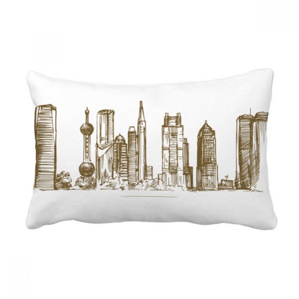 Coussin Shanghai Chine sketch multicolore pour décoration de salon moderne