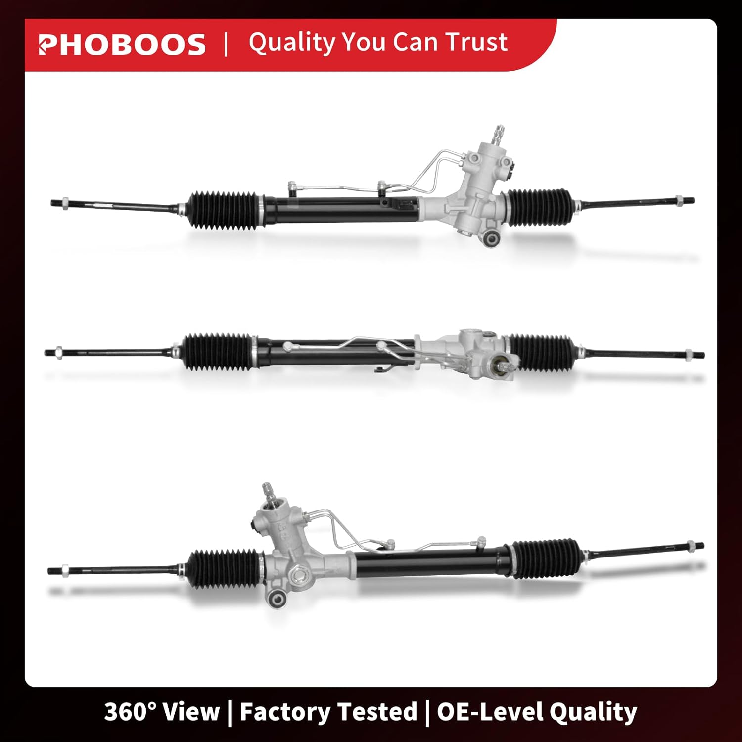 PHOBOOS Hydraulic Power Steering Rack and Pinion Assembly Compatible with Toyota RAV4 1996-2000 L4 2.0L, New Unit, Leak Resistance, Direct Fit, Ref.26-1613