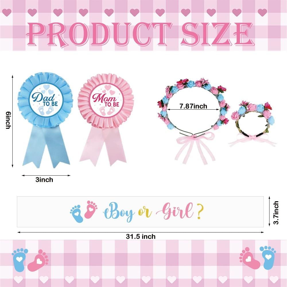 Boy or Girl Theme Mom to Be Sash and Headband Baby Shower Decorations,Welcome Baby, Gender Reveal Decorations, New Mom Gifts for Baby Celebration