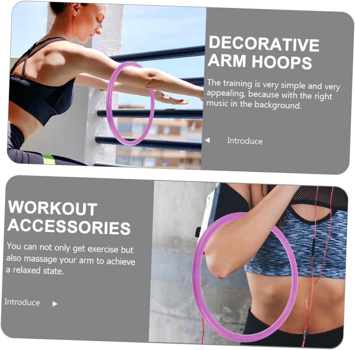 2pcs Weighted Arm Hoops for Indoor Exercise Arm Workout Accessory Improve Posture and Burn Calories Pe Material for Home Yoga and Fitness