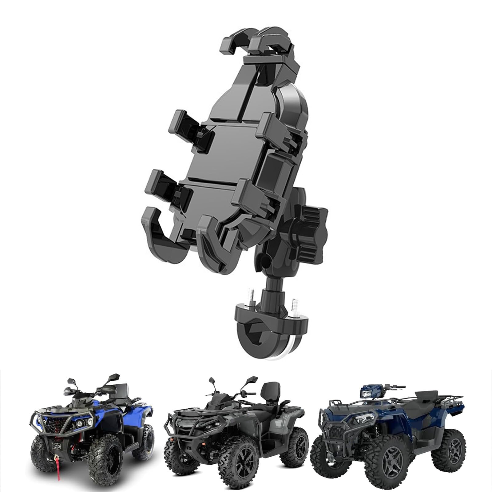 ATV Phone Holder Mount for 2015 Yamaha Raptor 700, Shockproof Cell Phone Holder, Adjustable Quad Phone Mount with Damper for Quad Off-Road Riding