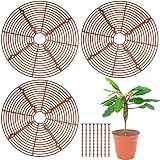 PPGGOPP Protectoras Redondas para Macetas 3 Piezas Protector macetas Gatos 30 CM Cubierta Protectora de Maceta Protege la Tierra de Las Plantas de Animales y Niños, Rejilla para Macetas (Marrón Café)