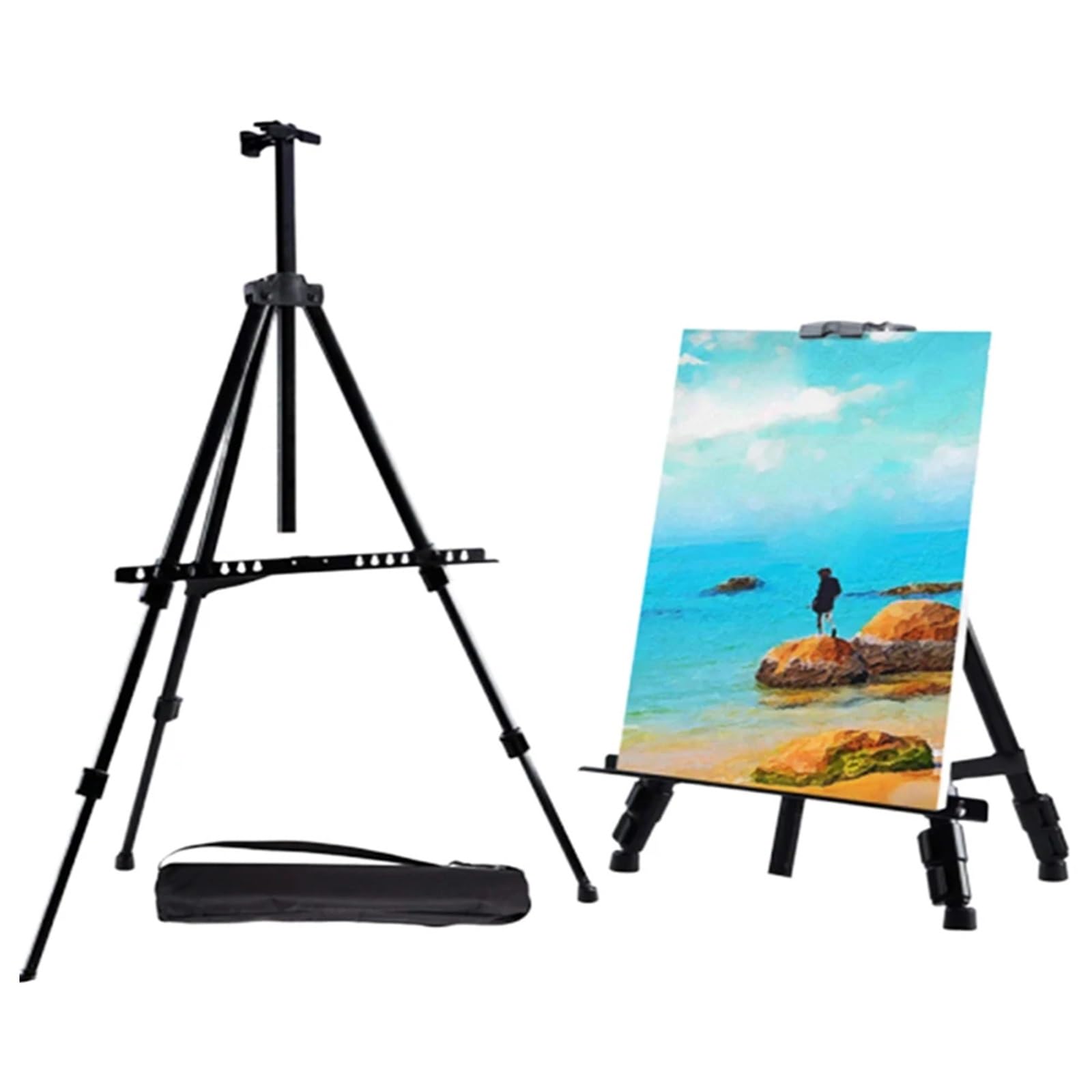 Caballete Caballete de artista plegable, soporte dibujo, caballete exhibición metal ajustable, for pintura con bolsa transporte, los mejores suministros arte Para dibujar