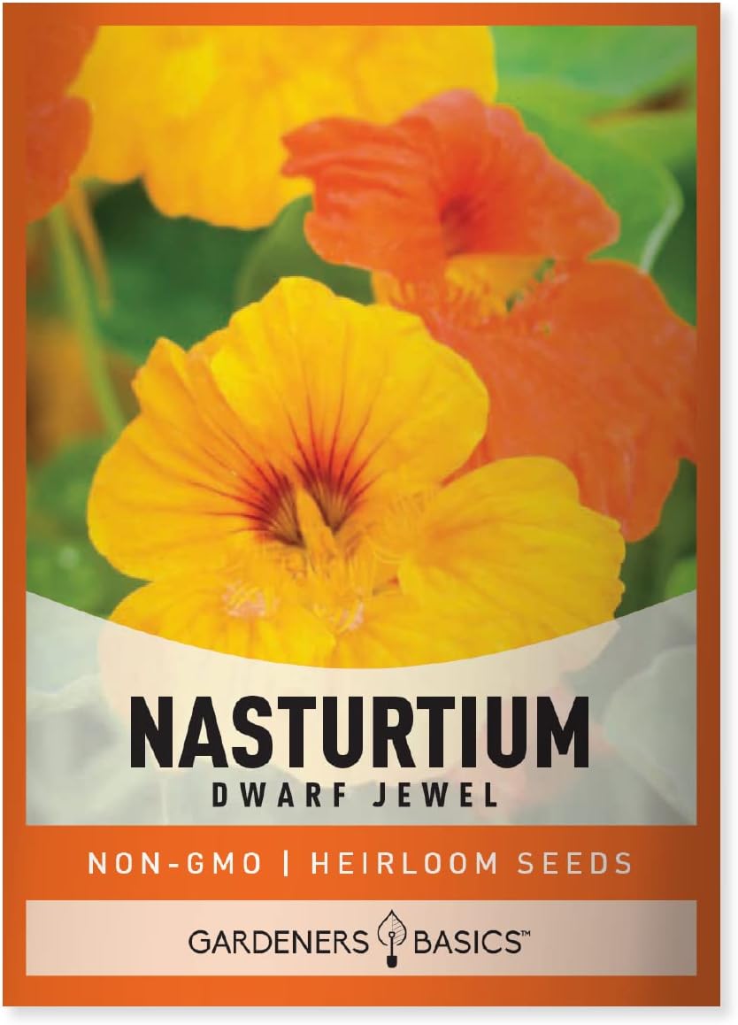 Nasturtium Flower Seeds for Planting (Dwarf Jewel) - Edible Flower Open Pollinated, Non-GMO Annual Flower Seed for Flower Gardens by Gardeners Basics