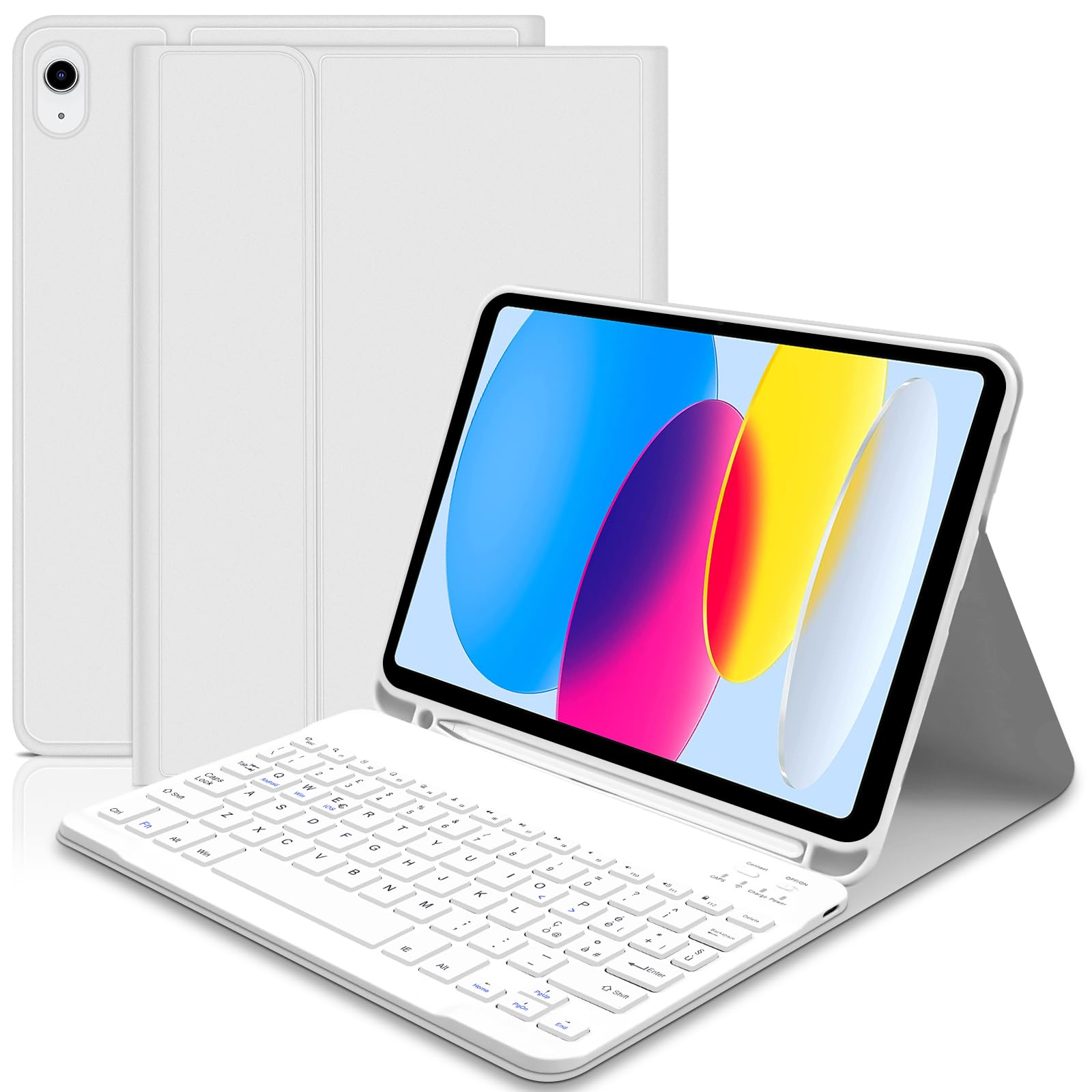 Lupxiu Custodia con Tastiera per iPad 10 Generazione 10.9” 2022/(A16) 11a generazione 11'' 2025, Italiano QWERTY, Tastiera Custodia Wireless Rimovibile per iPad 11/10 Gen-Grigio Bianco