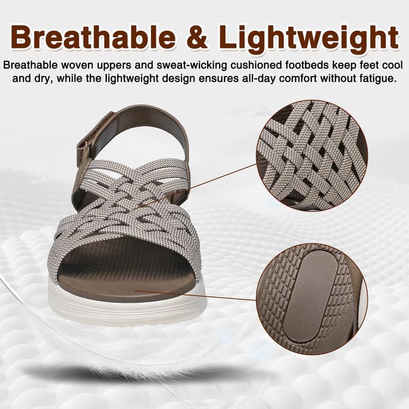 ziitop Women's Sandals Women Footwear Ladies Summer Sandals with Arch Support Comfortable Walking Beach shoes Flat Wedge for Dressy Vacation Travel Office Party Shopping Dating Nursing Water Sports image 4