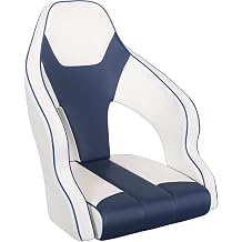 ERGOSEAT High Back Captain Seat Pontoon Captains Chair Bass Bucket Seats | Extra Wide,Marine Nappa Leather,with armrests, UV resistant vinyl, high back lumbar support, 300lb Weight Limit