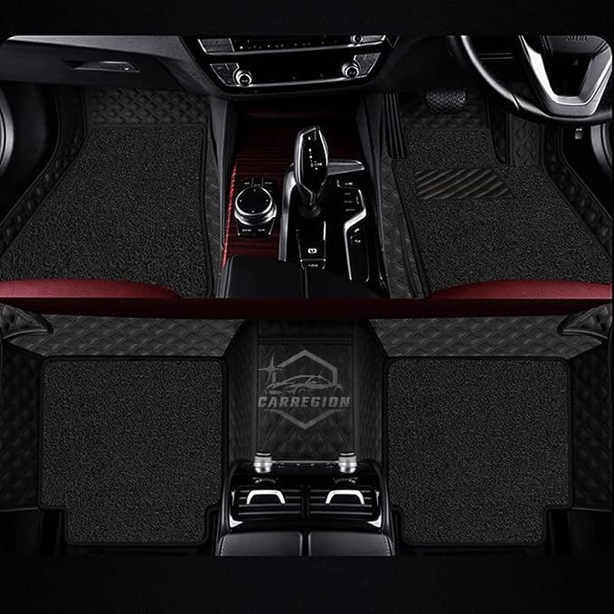 Image of 7D Car Mat for Mg Majestor | Full Black | 7D Ultra Premium PU Leather II Double Stitching II Fully Customise Fit Car Floor Tray Mats