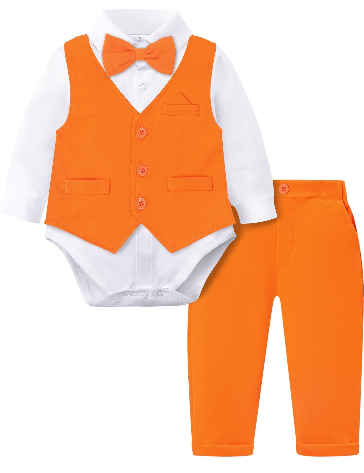 A&amp;J DESIGN Baby Outfit Boy Toddler Easter Gentleman Formal Dress Suit Orange 12-18 Months