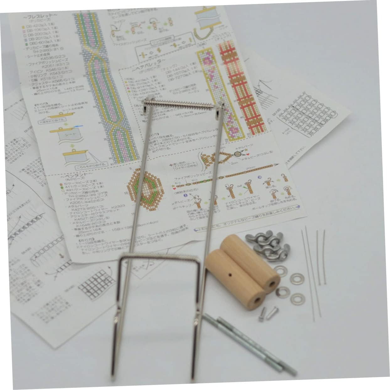 KONTONTY Metal Frame Bead Loom Set for Beginners Simple Jewelry Weaving Device for Crafting Bracelets Necklaces and Belts Durable and Metal Construction