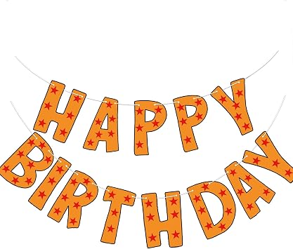 Engrowtic Anime Happy Birthday Banner Decorations Star Birthday Banner Yellow Themed Cartoon Party Supplies for Boys Girls Anime Party Supplies
