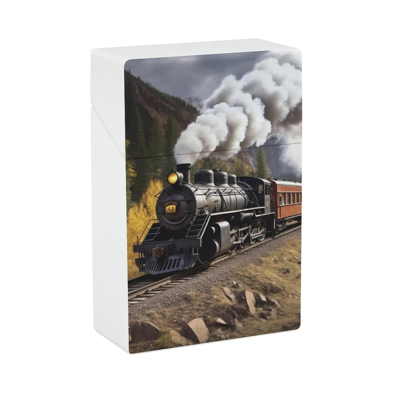 Steam Train Portable Flip-Top Cigarette Case for Office