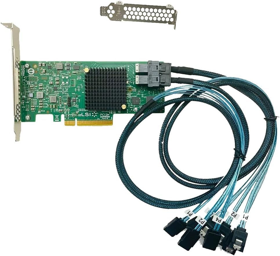 LSI SAS3008 9300-8I IT-Mode HBA JBOD PCI-E 3.0 SATA/SAS 8-Port SAS3 12Gb/s ZFS FreeNAS unRAID 2* SFF-8643 SATA Cable