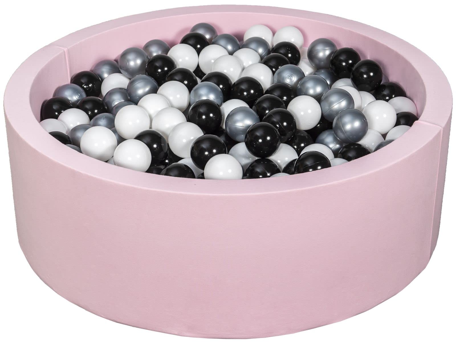 Velinda Piscina Gioco Bambino Palle Palline 450 Piscina secca Rosa (Colori delle Palline: Nero, Bianco, Argento)