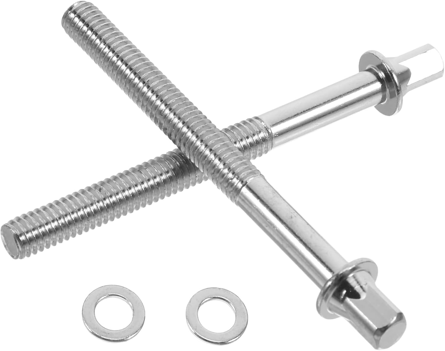 Toyvian 6 Pcs Drum Tension Screws with Washers 2.36 Inch Stainless Steel Mounting Fasteners for Snare Drum Lugs and Percussion Accessories