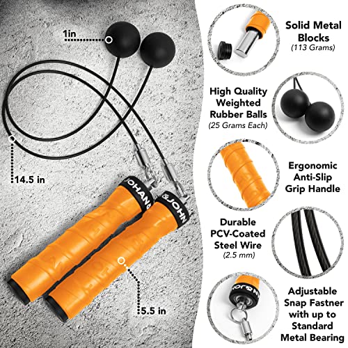 Weighted Cordless Jump Rope For Women, Men – Durable Bod Jump Rope For Fitness Jump Rope Workout Set – Ropeless Jump Rope Fitness, Stainless Steel Adjustable Fastener By Johan & John - Orange #TOP3